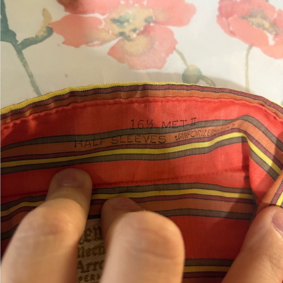Vintage Arrow Men's Shirt with Orange and Green Stripes - Picture 7 of 11